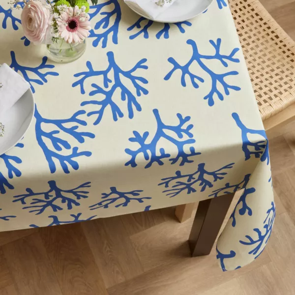 Nappe rectangulaire coton enduit (150 x 350 cm) Moorea Bleue