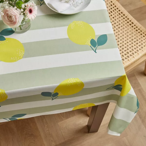 Nappe rectangulaire coton enduit (150 x 350 cm) Antibes Verte