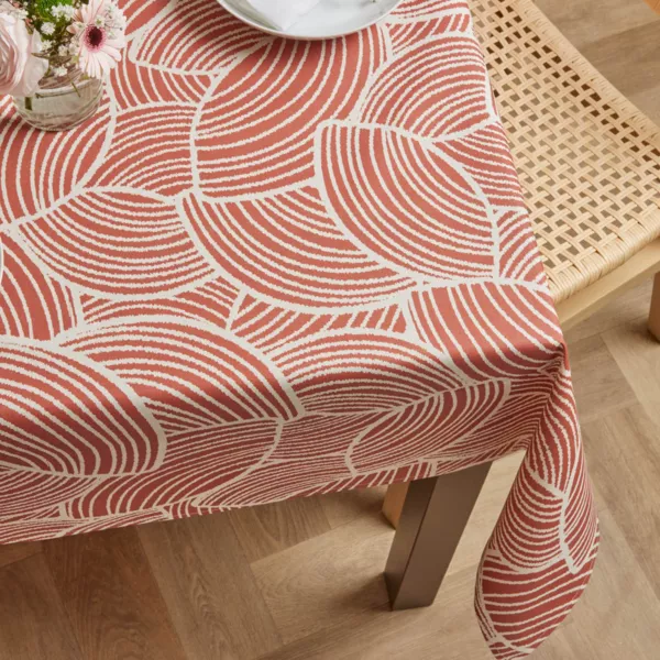 Nappe rectangulaire coton enduit (150 x 350 cm) Sarah Terracotta