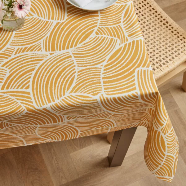 Nappe rectangulaire coton enduit (150 x 350 cm) Sarah Jaune moutarde