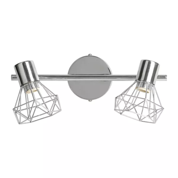Lampada da parete con 2 paralumi orientabili in metallo (30 x 16 cm) Diamond Argento