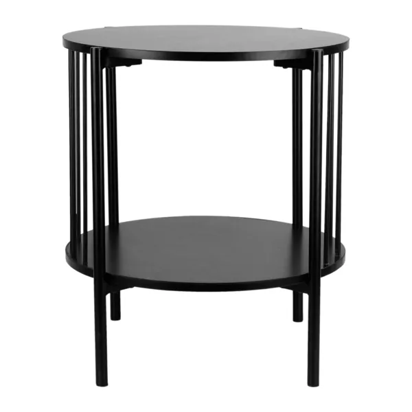 Comodino in metallo e legno (H45 cm) Octave Nero