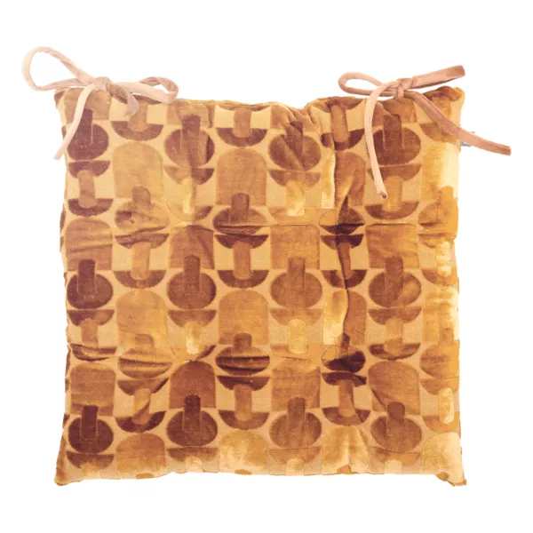 Cuscino per sedia quadrato velluto (38 x 38 cm) Luna Giallo ocra