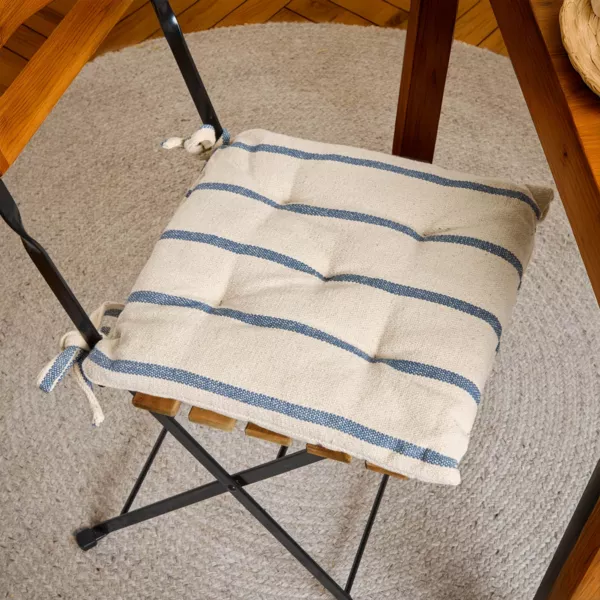 Coussin de chaise ext�rieur toile de coton (40 x 40 cm) Ocealys Bleu marine