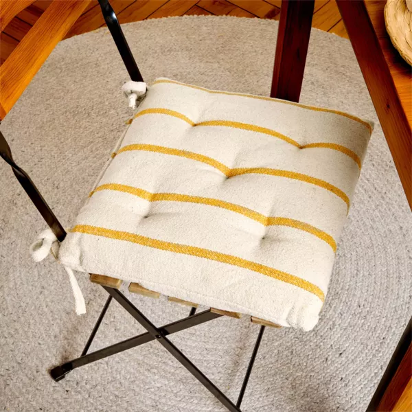 Coussin de chaise ext�rieur toile de coton (40 x 40 cm) Ocealys Jaune moutarde