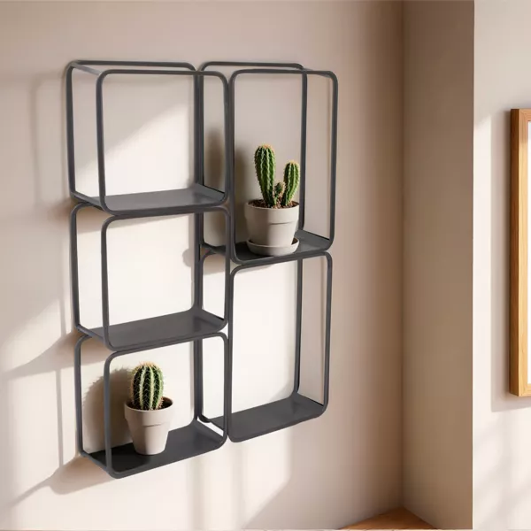 Etag�re murale en m�tal 5 niveaux (H 77cm) R�tro Gris anthracite