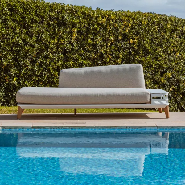 Chaiselongue Garten Aluminium Monte Carlo - Wei� und Taupe