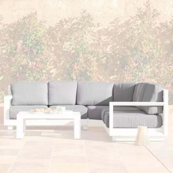 Housses de coussin de remplacement pour salon de jardin d'angle Elba Gris clair