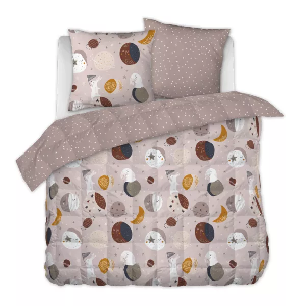 Couette imprim�e enfant coton et deux taies d'oreiller (200 x 200 cm) Sky Dream Rose