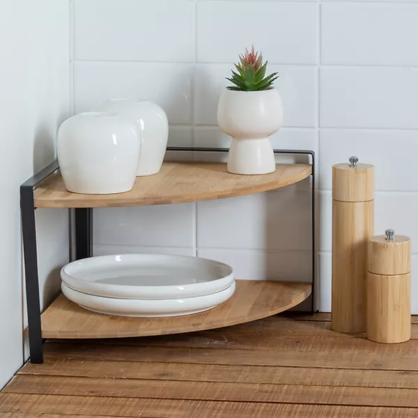 Eckregal Bambus 2 Ebenen (H20,5 cm) Ordera Schwarz