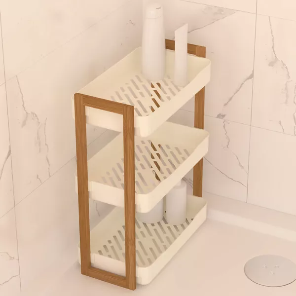 Etag�re de salle de bain 3 niveaux (H45 cm) Natureo Blanc