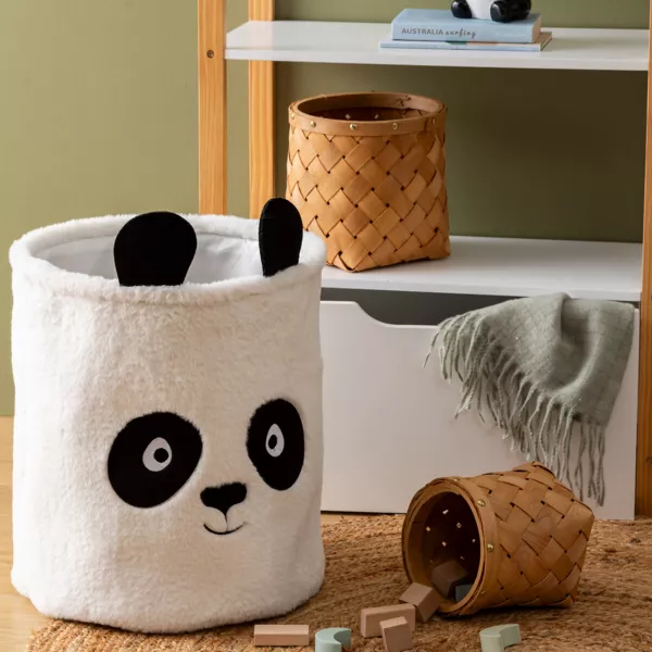 Panier � jouets enfant (35x 40 cm) Panda Blanc