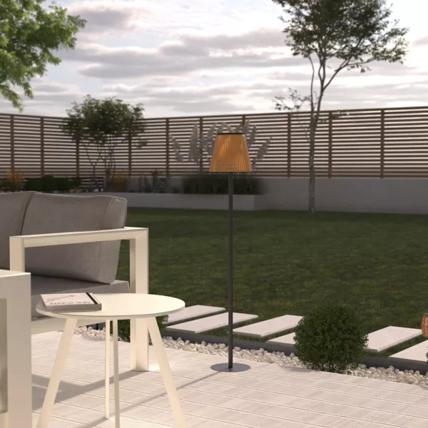 Lampadaire ext�rieur solaire (H108 cm) Kesy Naturel