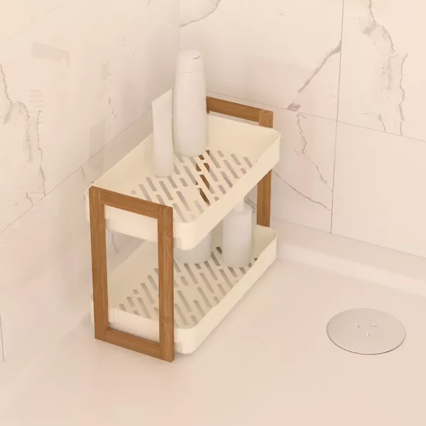 Estante de ba�o de 2 niveles (H35 cm) Natureo Blanco