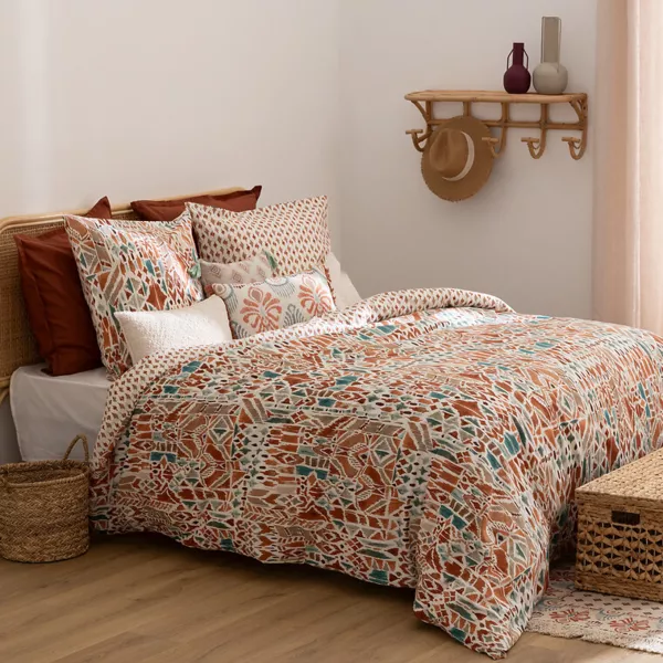 Funda n�rdica y dos fundas de almohadas algod�n (240 x 220 cm) Ikat Multicolor