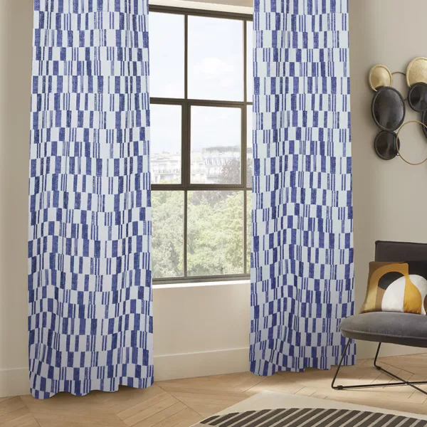 Rideau tiss� (140 x 260 cm) Leyna Bleu