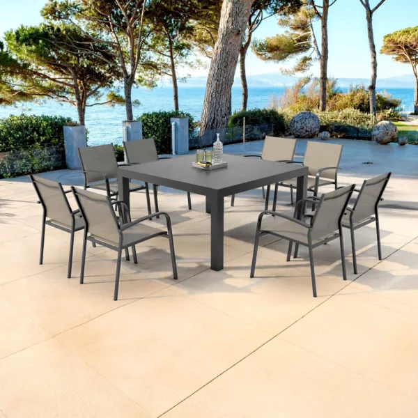Tavolo da giardino quadrato Alluminio 8 posti (136 x 136 cm) Murano Grigio antracite