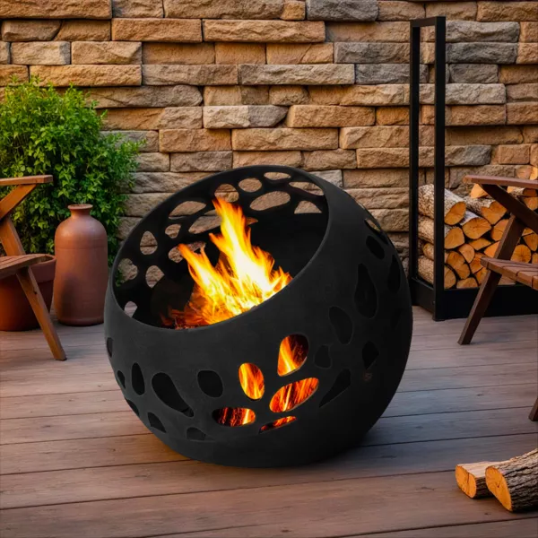 Brasero de exterior redondo (D50 x H45 cm) Pyra Negro