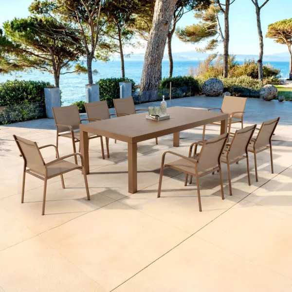 Table de jardin rectangulaire aluminium 8 places (210 x 100 cm) Murano Bronze
