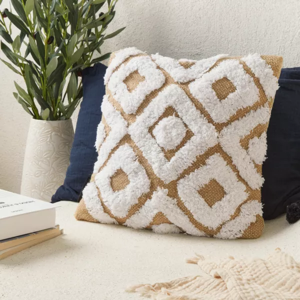 Housse de coussin carr�e jute (40 x 40 cm) Damia Beige