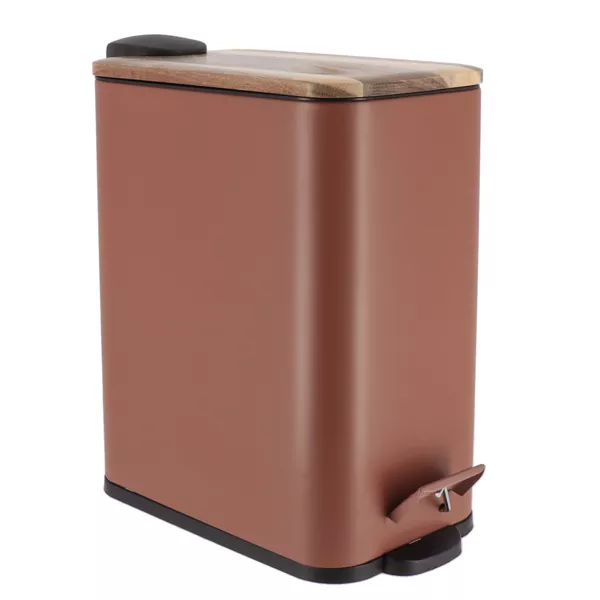 Abfalleimer Bad Metall und Akazie Season color Bernsteinfarben