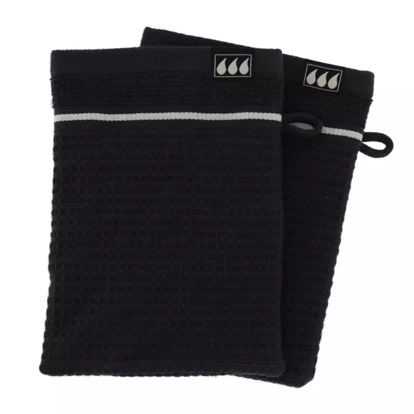 Pack de 2 guantes de ba�o de algod�n nido de abeja (15 x 21 cm) Japandi Negro