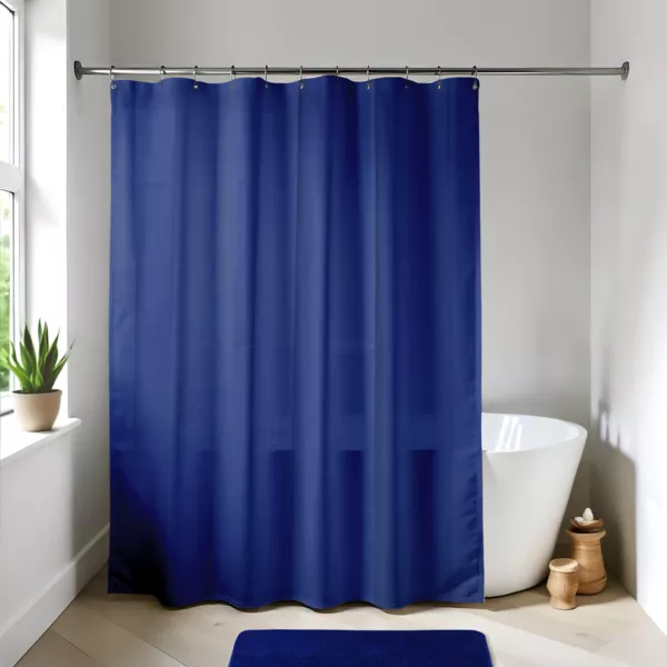 Douchegordijn met ringen (180 x 200 cm) Effen Koningsblauw