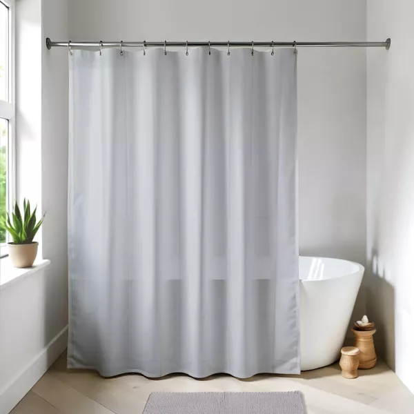 Cortina de ducha con anillas (180 x 200 cm) Unicolor Gris claro