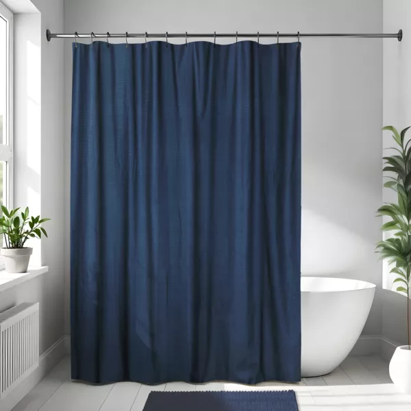 Cortina de ducha de microfibra (180 x 200 cm) Gofrado Azul marino