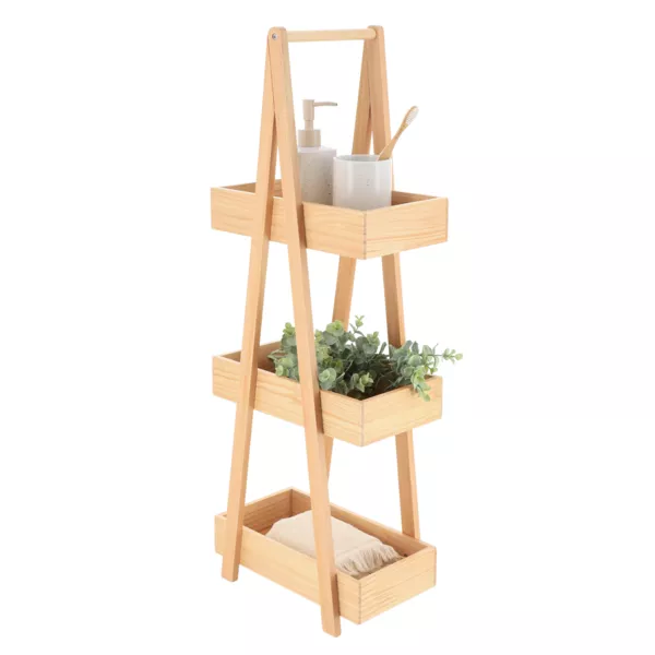 Regal aus Holz  3 Ebenen (H81 cm) Pyramide Naturfarben