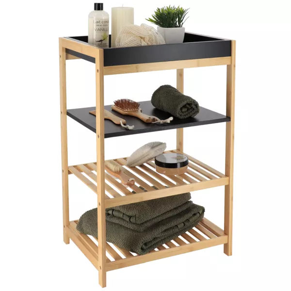 Bamboe opbergmeubel 4 planken (H70 cm) Harmonie Zwart