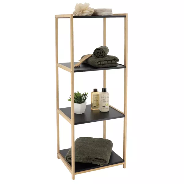 Mueble de almacenamiento de bamb� con 4 estantes (35 x H102 cm) Harmonie Negro