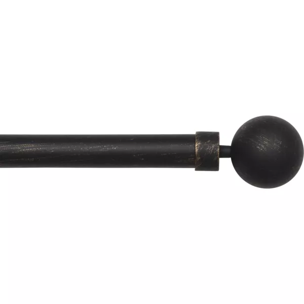 Set ausziehbare Gardinenstange (L210 - L380 cm / D28 mm) Ga�a Schwarz und Gold