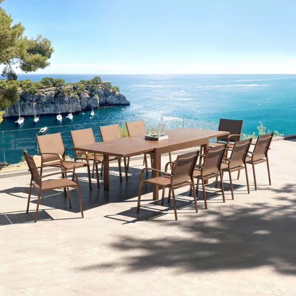 Table de jardin extensible aluminium 10 places (135/270 x 90 cm) Murano Bronze