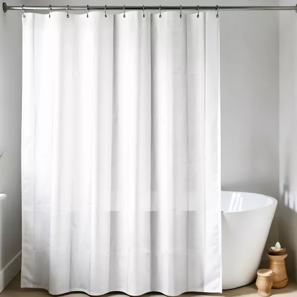 Douchegordijn met ringen (180 x 200 cm) Effen Wit