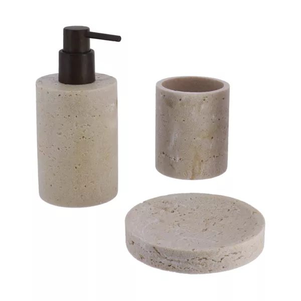 Badezimmer Set Steinoptik Naturfarben