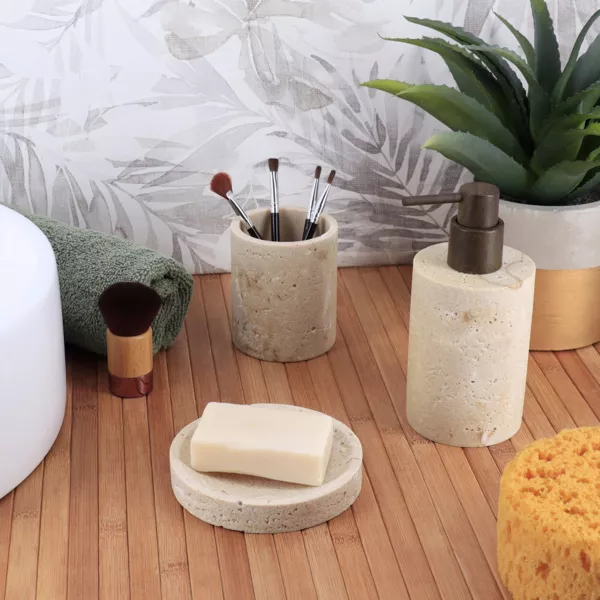 Set d'accessoires salle de bain Travertin Naturel