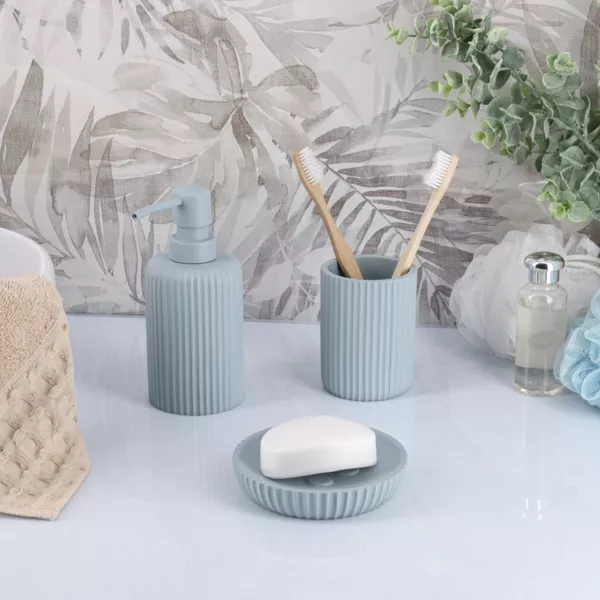 Set d'accessoires salle de bain r�sine Stri� Bleu clair