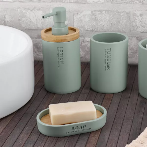 Set di accessori per il bagno Purebamboo Verde eucalipto