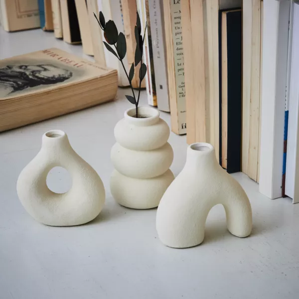 Set di 3 soliflore in ceramica (H9 cm) Iora Bianco