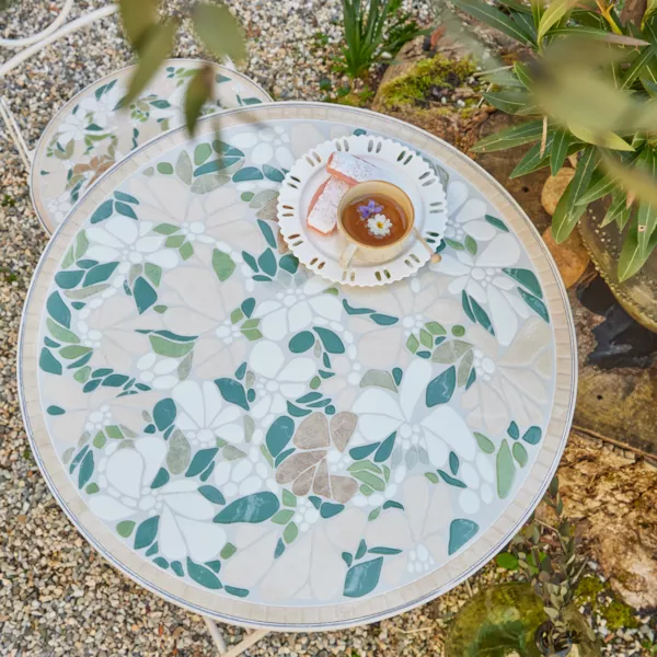 Sedia bistrot rotonda pieghevole in mosaico Gen�ve Crema