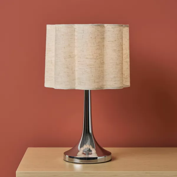 Bordlampe i metal og linned (H33 cm) Tulip S�lv