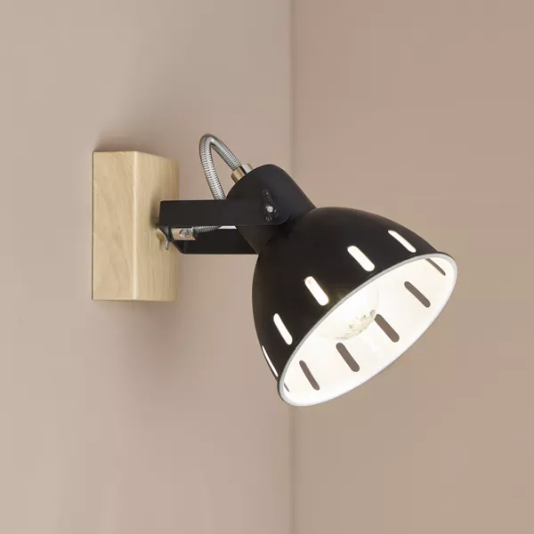 Verstelbare metalen wandlamp (14 x 17 cm) Studio Zwart