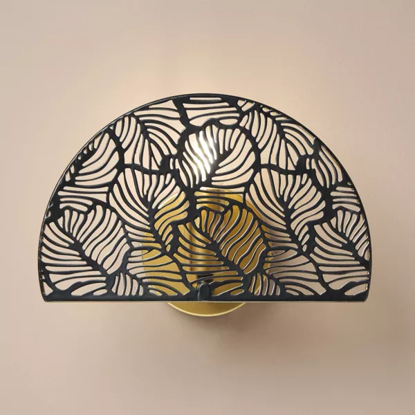 Wandspot Metall (24 x 15,5 cm) Calathea Schwarz