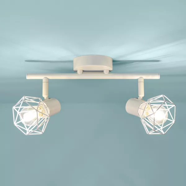 V�glampe med 2 justerbare sk�rme i metal (30 x 16 cm) Diamond Hvid