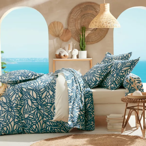 Housse de couette coton lav� (200 x 200 cm) Serena Bleue