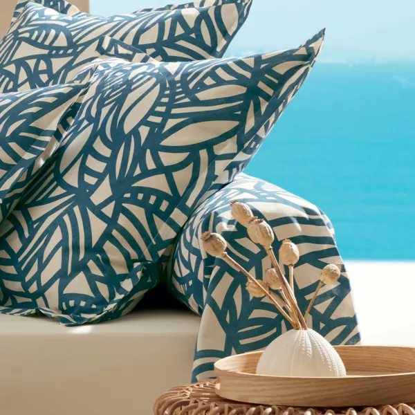 Taie de traversin coton lav� (200 cm) Serena Bleue