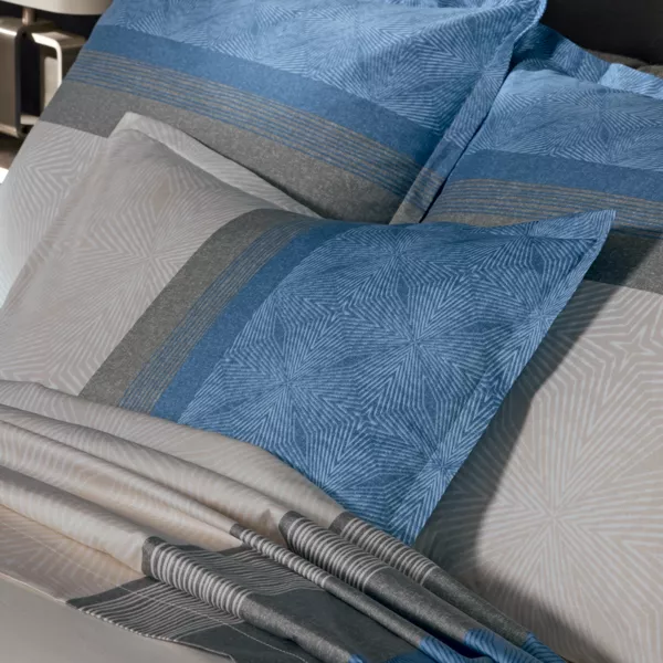 Taie d'oreiller rectangulaire satin de coton (50 x 70 cm) Tiago Bleue