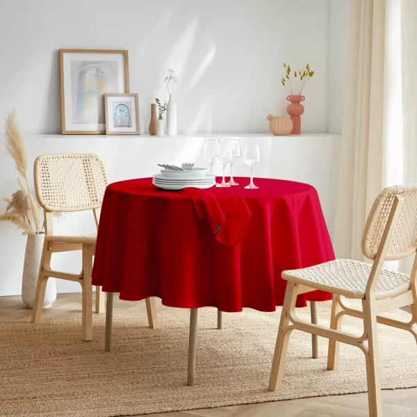 Ronde anti-vlek tafelkleed (180 cm) Elise Rood