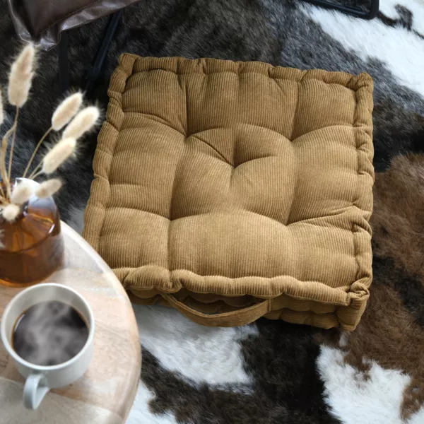 Quadratisches Bodenkissen Samt (45 x 45 cm) Dandy Camel